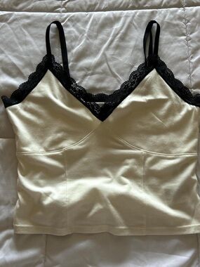 H&M Cream Camisole with Black Lace Trim